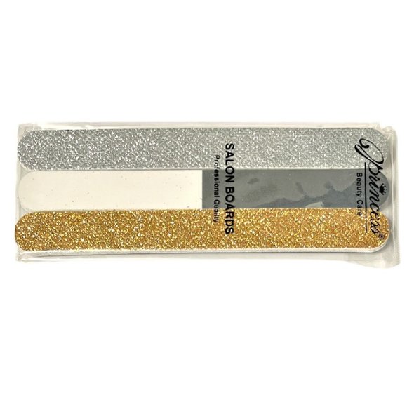 3 Pack Glitter Nail File Gift Set ~ Gold & Silver - Picture 3 of 3